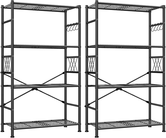 Wire Shelving Storage Rack with Hooks,Metal Shelving Units Shelf Organizer,Wobble-Free Garage Shelving with Adjustable Leveling Feet for Kitchen Pantry Laundry Bathroom Closet Dorm,12"D x 30"W x 60"H