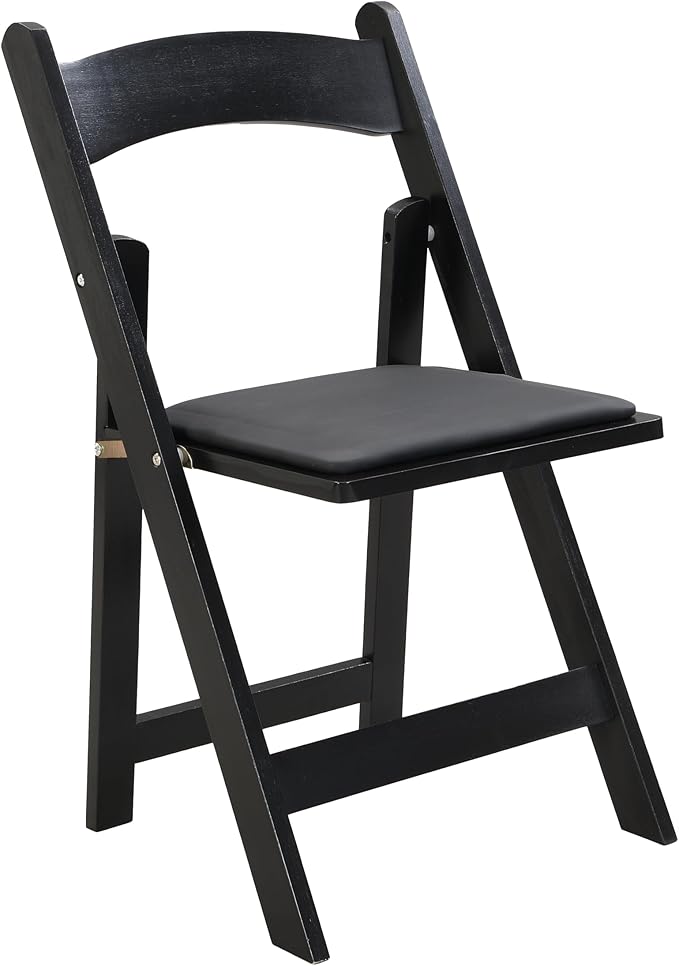 Ball & Cast Upholstered Folding Chair,4 Pack,Solid Wood Frame,16.9" Seat Height,Ergonomically Designed Back and Cushion,Easy Carry,No Assembly Required,for Kitchen,Restaurant,Black
