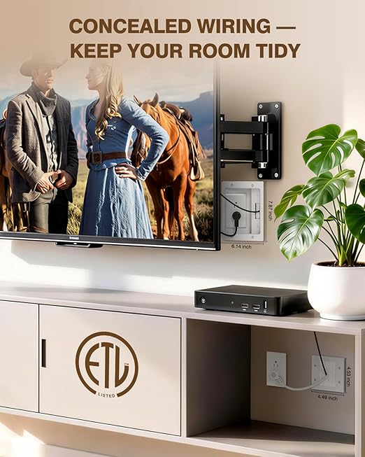 in-Wall TV Cable Management Kit, Recessed Dual AC Outlet Box w/Brush Wall Plate, 9.8FT, UL Listed Safe Design, Easy DIY Install w/Hardware & Hand Saw, Cable Hider for Wall-Mounted TV & Home Theater