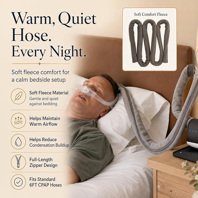 CPAP Protector Mat & CPAP Hose Holder – Insulate Hose Cover - Bedside CPAP Accessories Organizer with Hook for Mask & Tubing, Keeps Your Setup Neat, Tidy & Ready Every Night (Extra Tall)