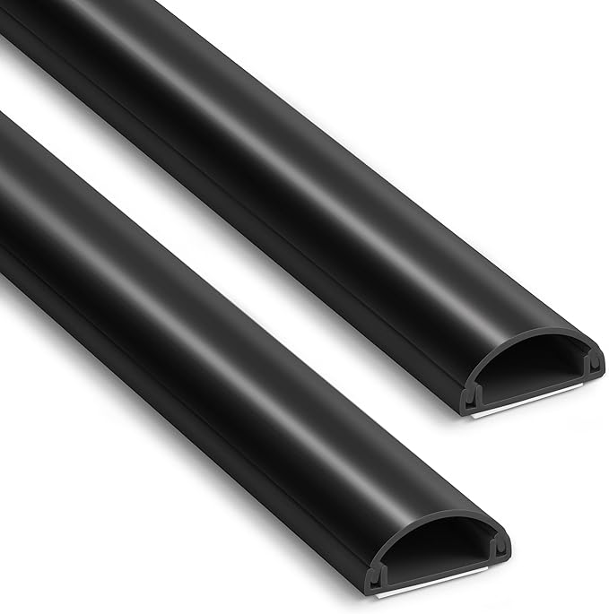 ZhiYo Cord Covers for Wires on Wall, 85in(6 x L14.2in) Cable Hider for Hiding 1-2 Cables, PVC Wire Covers for Cords on Wall Mount TV in Home or Office, Black W1in x H0.41in