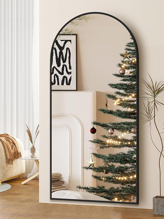71"x32"Floor Mirror Full Length,Arched Full Length Mirror with Stand,Full Body Mirror,Hanging or Large Leaning for Bedroom Living Room Black