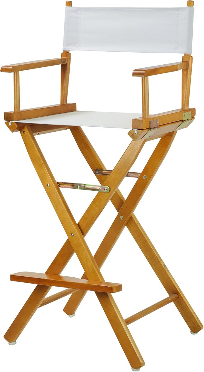 Casual Home 30" Director's Chair Honey Oak Frame-with White Canvas, Bar Height