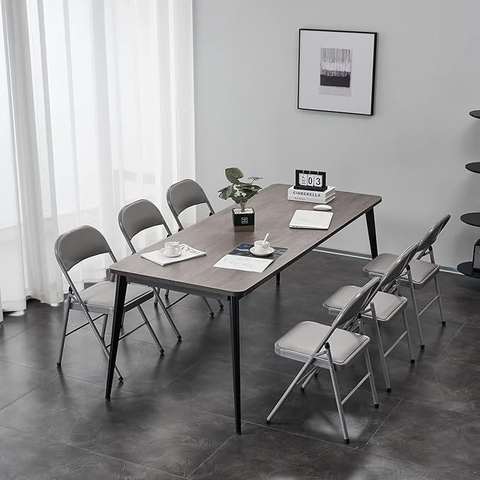 18 Pack Gray Folding Chairs with Padded Cushion and Back for Outside Portable Stackable Commercial Foldable Chairs with Steel Frame for Events Office Wedding Party, 350lbs Capacity