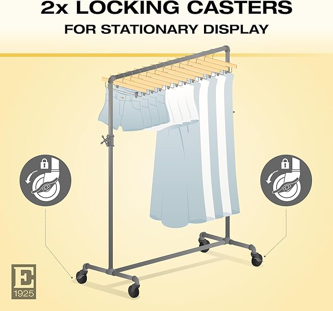Adjustable Rolling Rack – Econoco Vintage Pipeline 2 Way Ballet Clothes Hanging Fixture