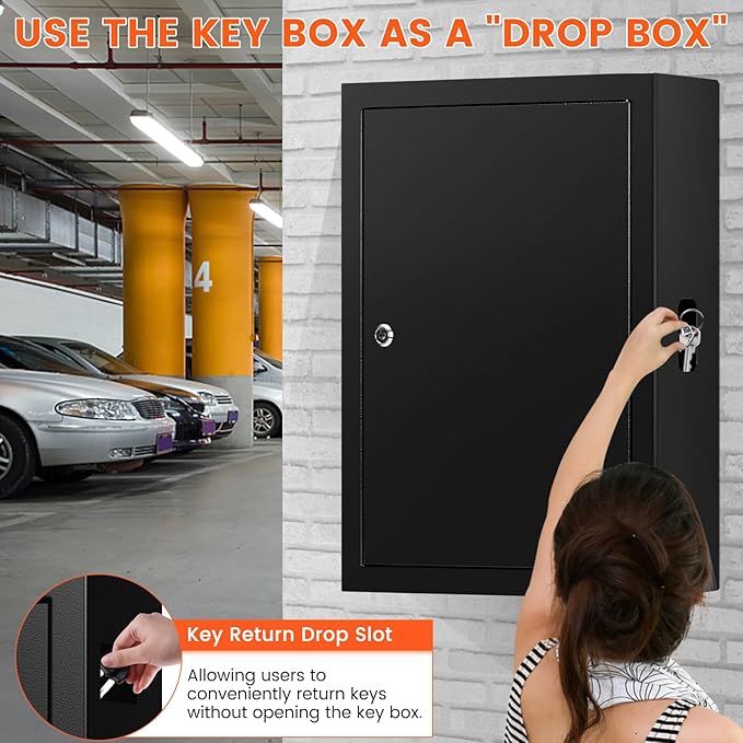 272 Keys Key Lock Box Wall Mount with 272 Numbered Hooks and 272 Colored Key Tags, Anti-Theft Key Cabinet with Key Return Drop Slot, Key Storage Box Key Organizer for Car Garage Home Office