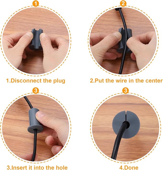 uxcell 2Pcs Wall Grommets for Cables 3/4 Inch Silicone Cable Wall Bushing Feed Through Cable Routing Kit Accessories Wall Cable Pass Through for Ethernet with 7mm Hole, Grey