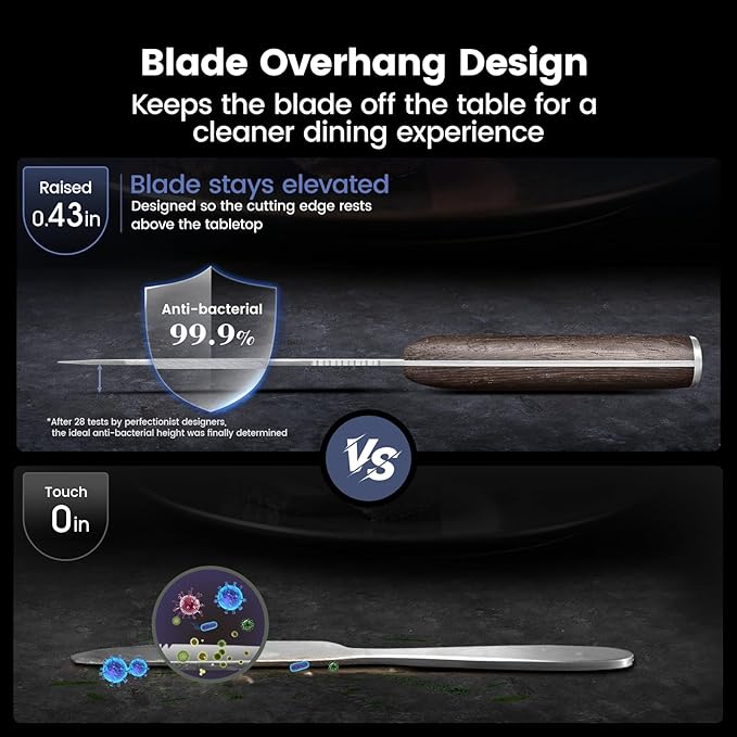 SYOKAMI Steak Knives Set of 6, 4.8 Inch Carbon Steel Japanese Style Non-Serrated Meat Knife with Damascus Pattern, Ergonomic Full-Tang Non-Slip Wooden Handle, Thanksgiving Christmas Cooking Gifts