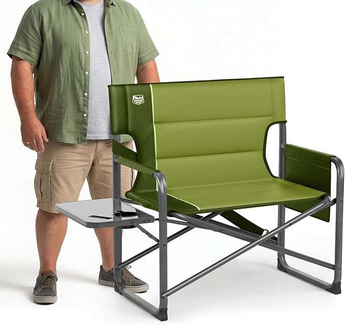 Timber Ridge XXL Director’s Chair – Heavy Duty Folding Camping Chair for Adults, 500lb Capacity, Extra Wide Padded Seat for Camping, Sports, Lawn, Courtyard, and Outdoor Use, Green