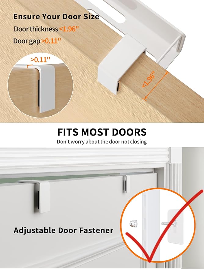 Over the Door Pantry Organizer, 8-Tier Pantry Door Organization and Storage, Hanging Door Spice Rack Metal Shelving, Seasoning Organizer, Door Organizer Home & Kitchen Bedroom Bathroom, White