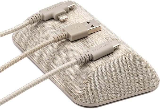 Smartish® Magnetic Cord Holder - Bigger Cable Wrangler Organizer with Magnet Clips for Charger Management on Desktop, Nightstand - Holds 6+ Cables - Lightly Toasted Beige