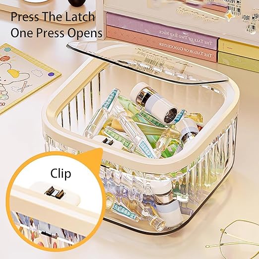 Mini Clear Coffee Pod Holder with Lid-Small Food Storage Organizer Bins-Clear Plastic Bins for Pantry, Kitchen-Cabinet Organization and Storage (1.9L/0.5 Gallon)