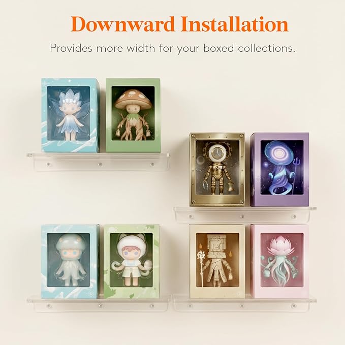 Lifewit Floating Shelves for Wall, Acrylic Display Shelf Wall Mounted for Figure, Car, Art, Book, 14" Perfume Organizer for Bathroom, Bedroom, Living Room, Nursery, Home Decor, Clear, 12 Pack