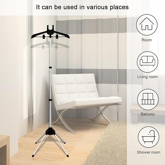 Clothes Steamer Rack Stand with Ironing Glove - Portable Steamer Hanger for Wrinkle Removal, Garment Steamer Rack with Handheld Ironing Pad Board for Quick Clothing & Fabric Steaming