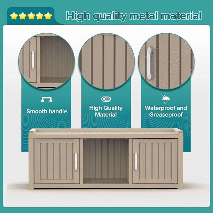 DRATO Shoe Storage Cabinet with Bench, Waterproof Shoe Cabinet with 2 Doors and Adjustable Shelf, Resin Storage Bench for Entryway Bedroom Hallway (Gray, 2 Doors)