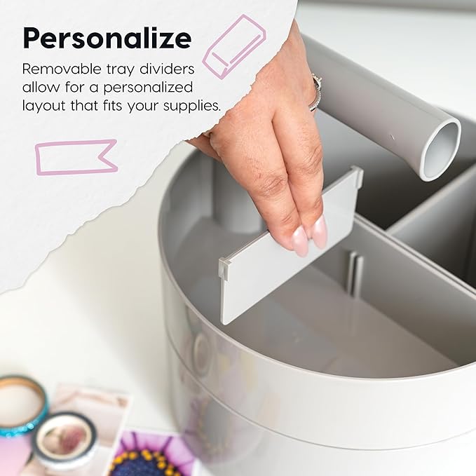 IRIS USA 2-Pack Desk Caddy Organizer |Made in USA| with Built-In Handle & 6 Storage Compartments for Markers, Pens, Arts & Crafts - Grey