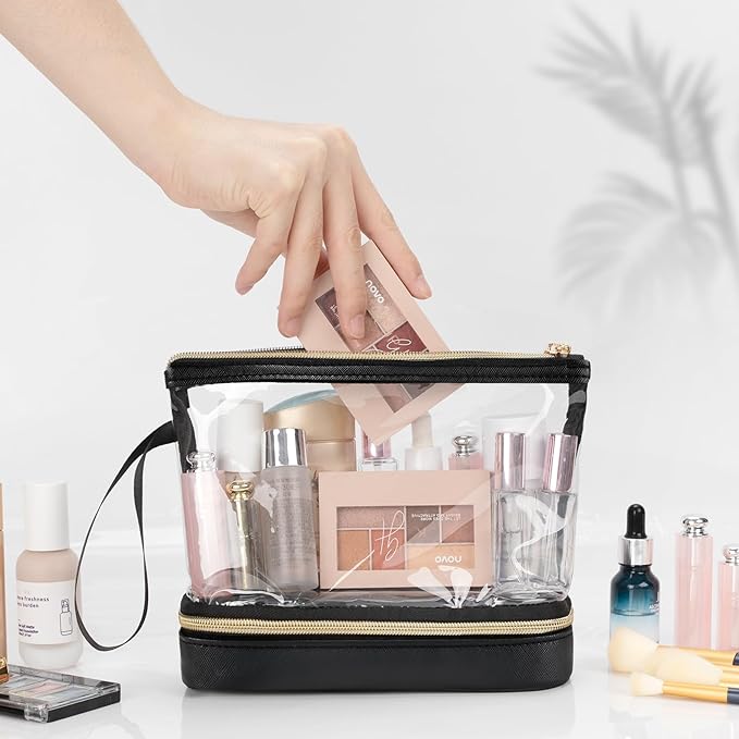 Ethereal Travel Makeup Bag, Clear Cosmetic Bag Make Up Organizer TSA Approved Toiletry Bag, Waterproof Pouch for Women Purse for Toiletries Accessories Brushes