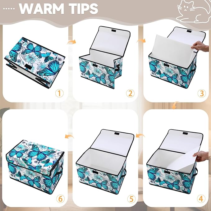 Stackable Storage Bins with Lids,Closet Organizers Fabric Box for Home and Office,Blanket Clothes Organizers,Under Bed Storage Containers 3 Pack