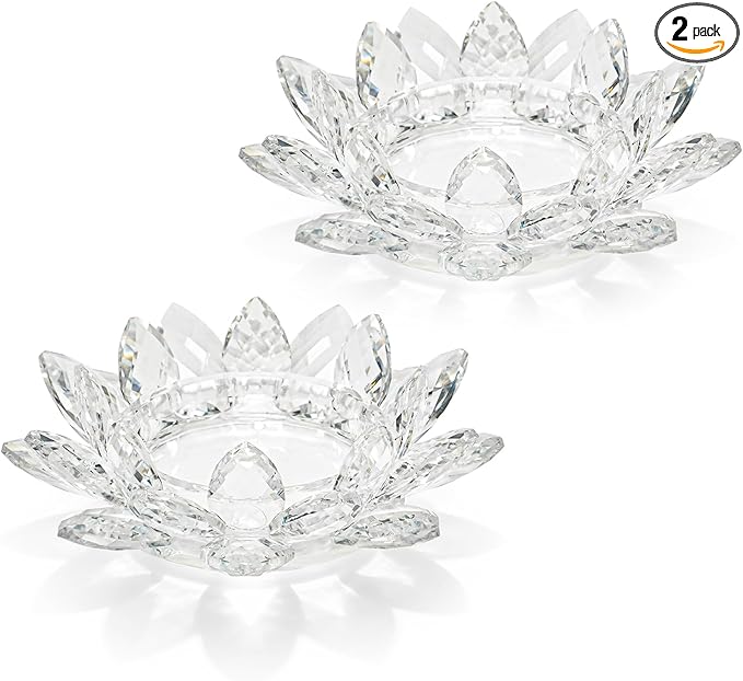 Crystal Flower Jewelry Tray, Transparent Decorative Trinket Dish for Rings, Earrings, Necklaces, Keys for Vanity Dresser Nightstand, Elegant Gift for Women Mother's Day (2, 6.3"(W) - Clear)