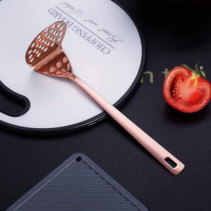 Copper Kitchen Utensils Set,13 Pieces Stainless Steel Cooking Utensils Set With Titanium Rose Gold Plating,Kitchen Tools Set With Utensil Holder For Non-Stick Cookware Dishwasher Safe (13 Packs)