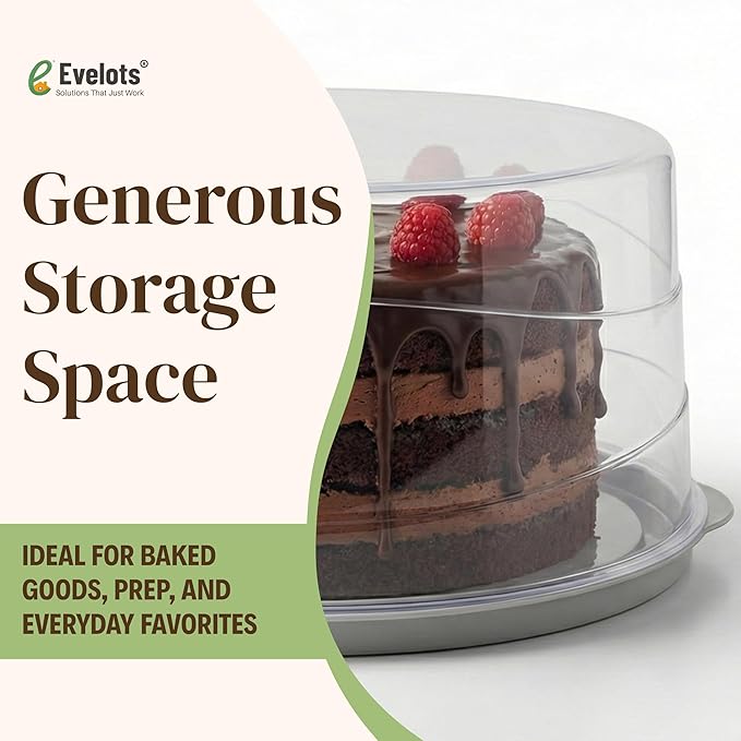 Evelots 2-Pack 12-Inch Airtight Cake Container with Lid - Portable Carrier for Pies, Cakes, Cupcakes & More - BPA-Free Clear Plastic - Secure & Easy Transport