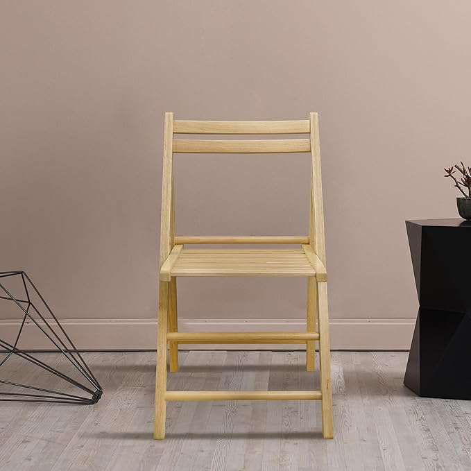 Casual Home Wooden Folding Chairs 2-Pcs Set - Natural