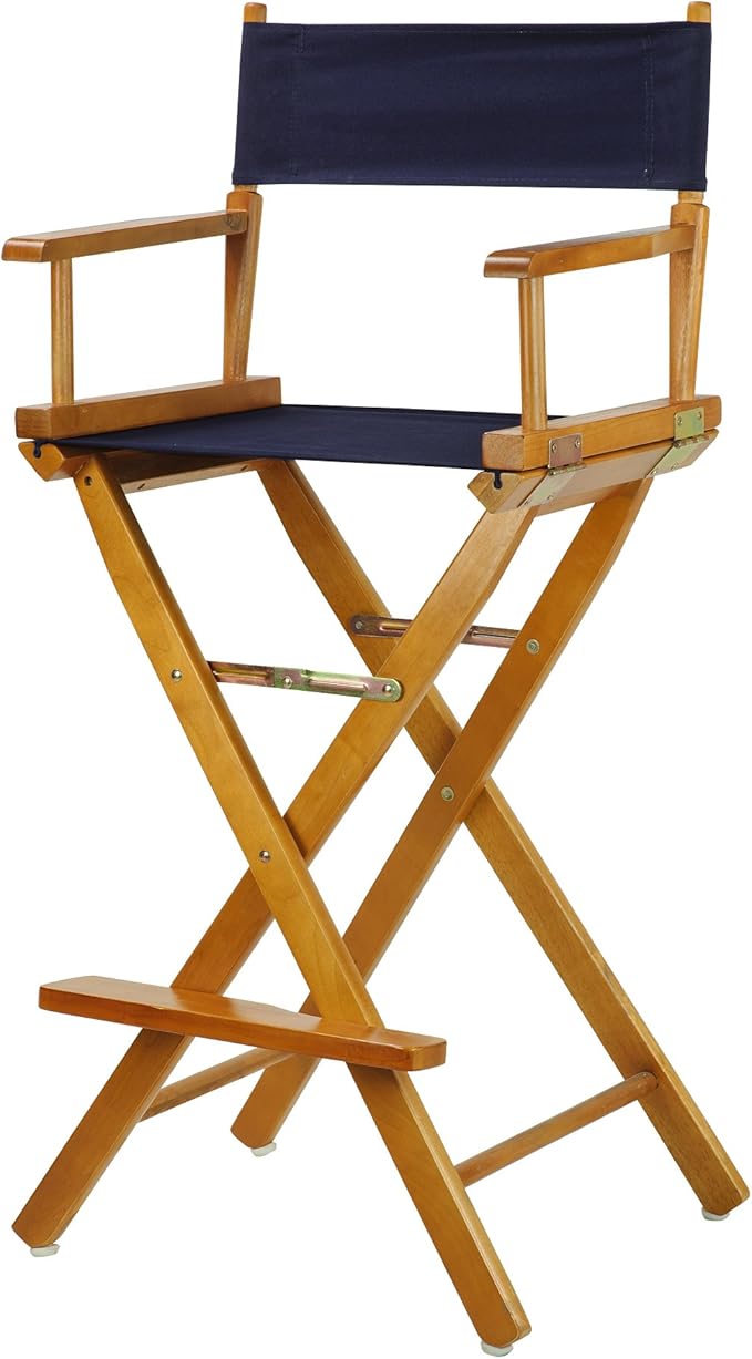 Casual Home 30" Director's Chair Honey Oak Frame-with Navy Canvas, Bar Height