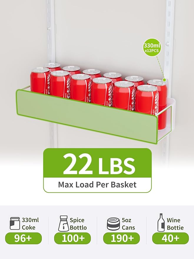 Over the Door Pantry Organizer, 8-Tier Pantry Door Organization and Storage, Hanging Door Spice Rack Metal Shelving, Seasoning Organizer, Door Organizer Home & Kitchen Bedroom Bathroom, White