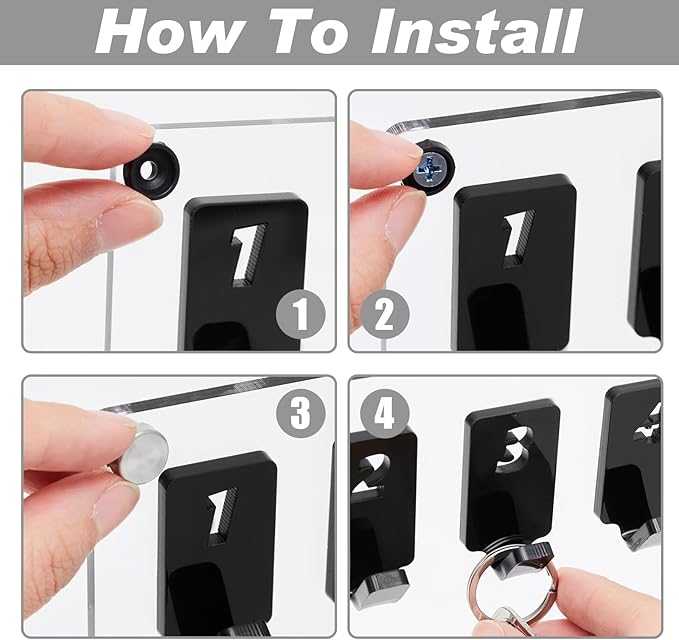 Beeveer Acrylic Key Board with 30 No. Hooks Wall Mount Key Rack Holder Hanger Storage Collection for School, Garage, Car Dealer, Office, Hotel, Real Estate(Transparent)