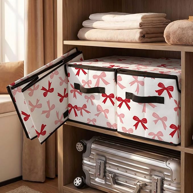 Stackable Storage Bins with Lids,Closet Organizers Fabric Box for Home and Office,Blanket Clothes Organizers,Under Bed Storage Containers 3 Pack