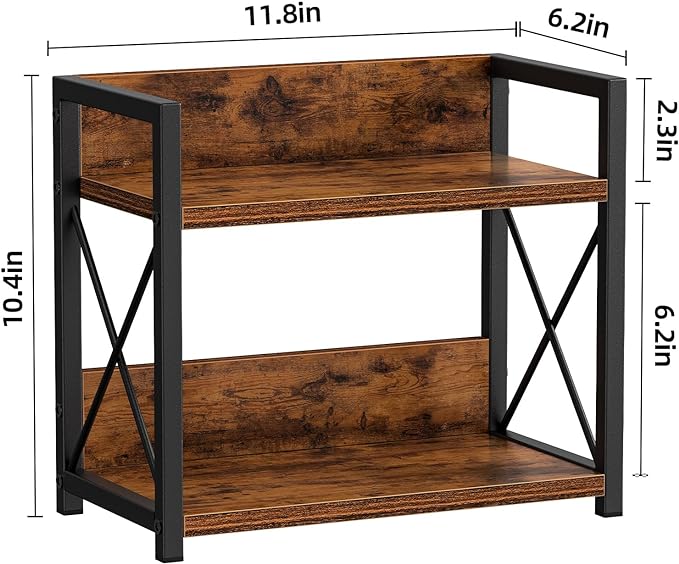 Giikin Countertop Shelf Organizer, 2 Tier Kitchen Spice Rack for Countertop, Wood Coffee Counter Shelf Organizer for Home (Brown, S)