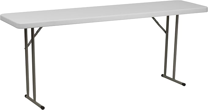 Flash Furniture Kathryn 6' Rectangular Plastic Folding Table, Long Plastic Foldable Table for Indoor/Outdoor Events, White