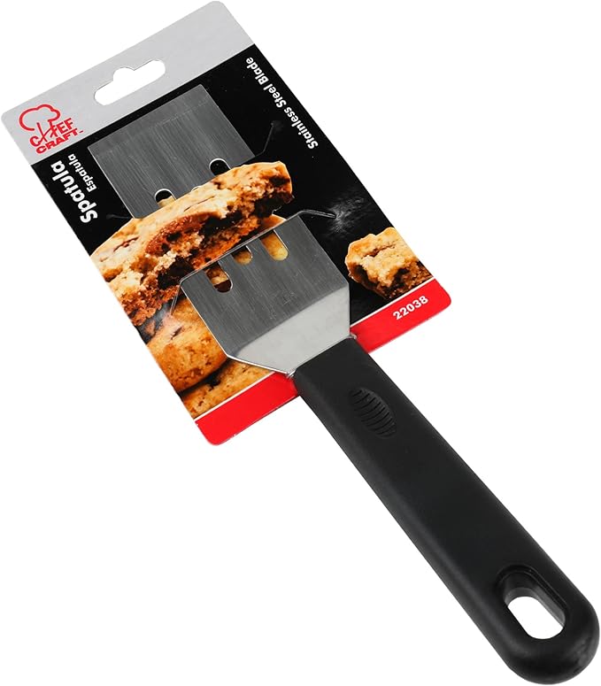 Chef Craft Select Stainless Steel Slotted Cookie Spatula, 8.5 inches in length, Black