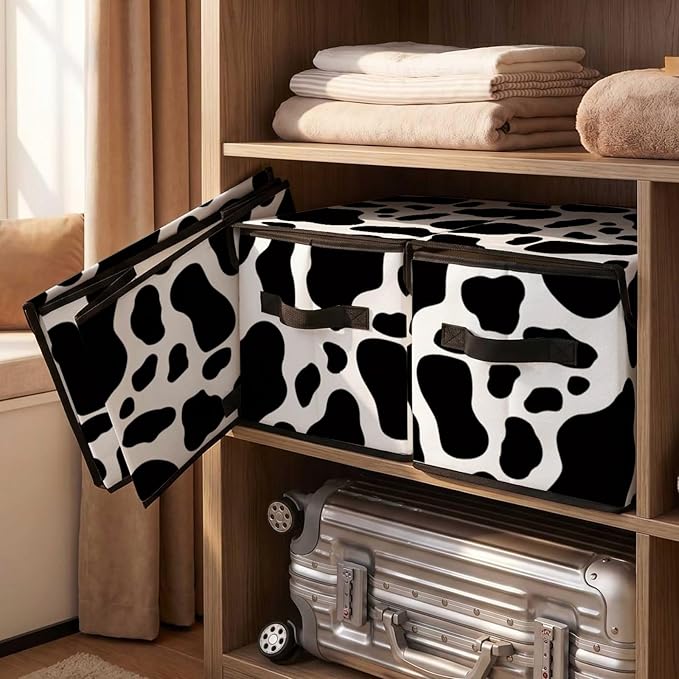 Stackable Storage Bins with Lids,Closet Organizers Fabric Box for Home and Office,Blanket Clothes Organizers,Under Bed Storage Containers 3 Pack