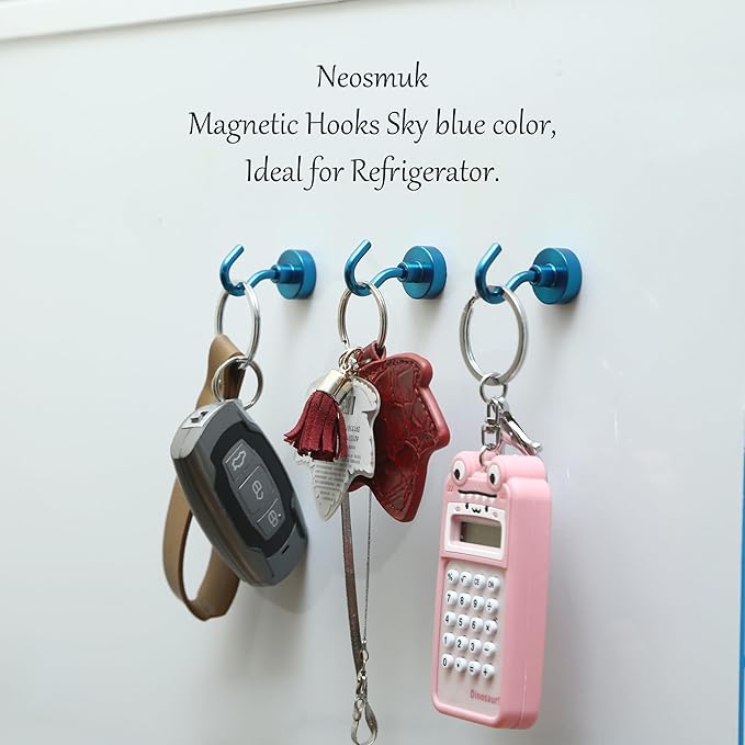 Neosmuk Magnetic Hooks, Heavy Duty 30lb+ Strong Magnet Hook for Cruise Cabins, Cruise Essentials 2026 for Hanging, Metal Wall Refrigerator Hangers (RoyalBlue, 10 Pack)