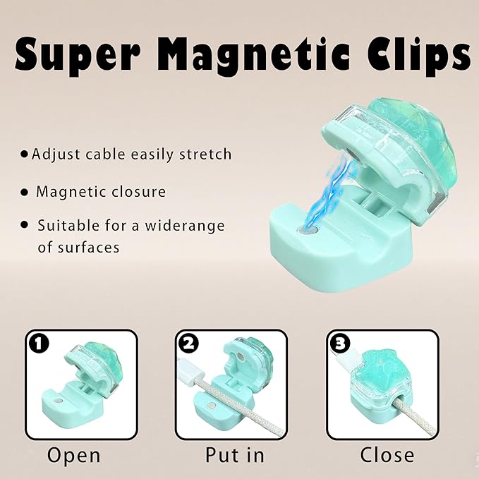 Cable Clips for Nightstand,Cord Holder Organizer with DIY Surface Design (3Pack-Star)