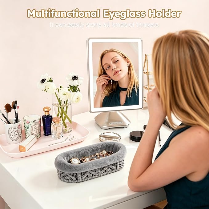 Glasses Holder,Anti-scratch Plush Lined Eyeglass Holder Stand for Nightstand Desk Storage Organizer