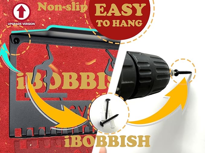 iBobbish Metal Medal Hanger Display,Non-Slip Trophy Shelf with 20 Hooks,Wall Mount,Heavy Duty,Non-Bent,Holds 22-33lbs,for Gymnastics,Race,Soccer,Swim