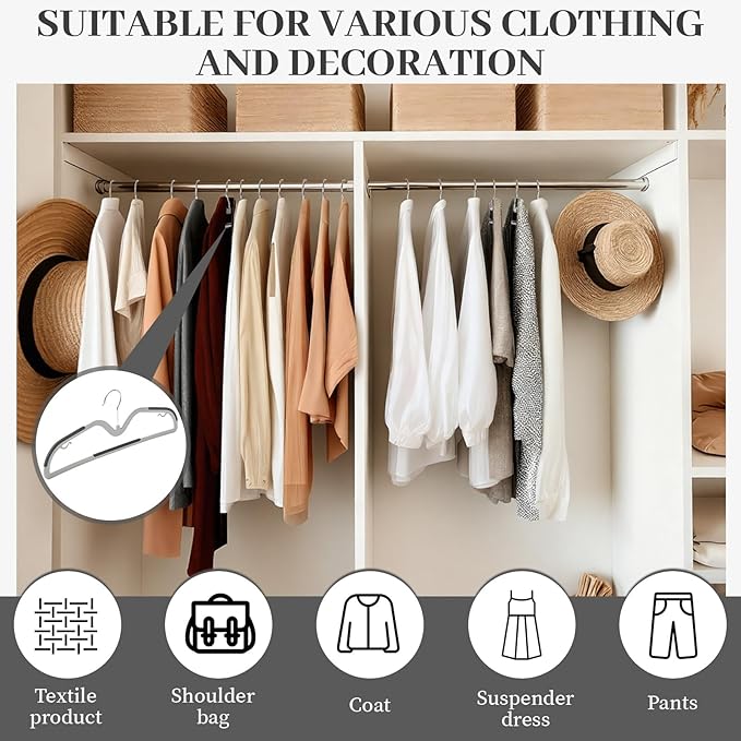 LemonRoad 50 Pack Short Neck Hangers, Upgraded Non-slip Plastic Hangers Lifts Clothes 3" Higher, Space Saving 360 Swivel Hook for Closet Organizer, Shirts Jackets Dresses, Smooth(Dark Gray Light Gray)