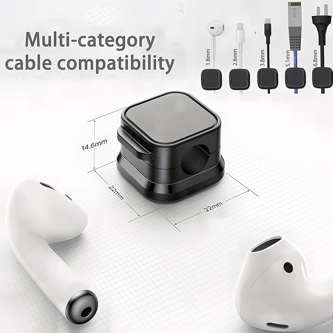 Magnetic Cord Organizer for Desk, 8 Pack Cable Clips for Cord Management, Adhesive Cable Holder for Car, Home Office Desk Accessories, Wire Organizer for Nightstand & Wall