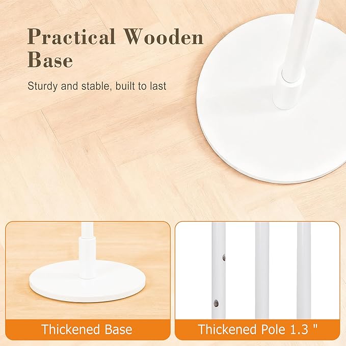 VECELO Coat Rack Freestanding, Entryway Hanger Stand, Umbrella Holder, Hall Tree With Hooks, Floor Standing Metal Tree Stand,White