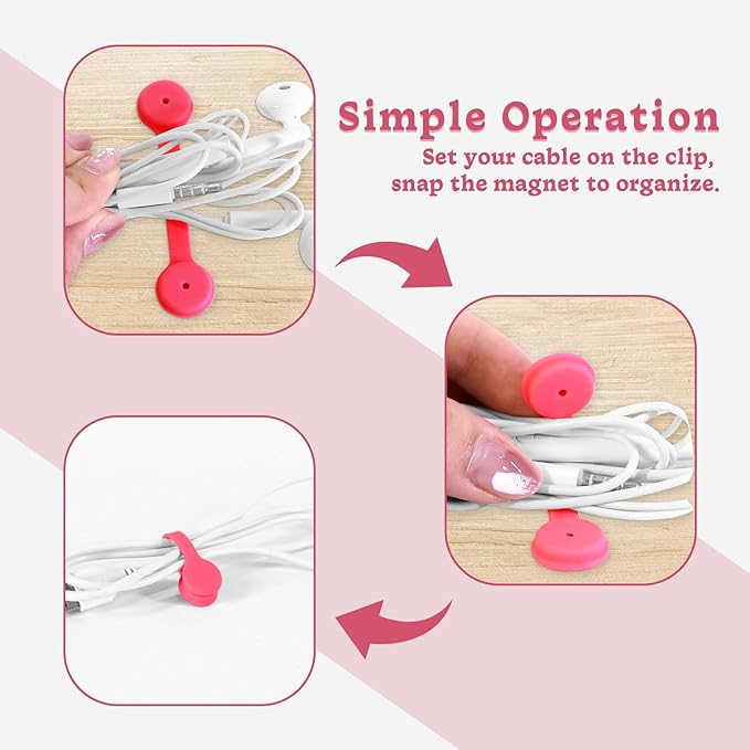 Viaky Magnetic Cable Ties [6-Pack], Reusable Silicone Cord Organizers & Cable Management, Heavy Duty Magnet Twist Wrap Straps for USB, Earphones, Appliance Cords - Macaron Multicolor