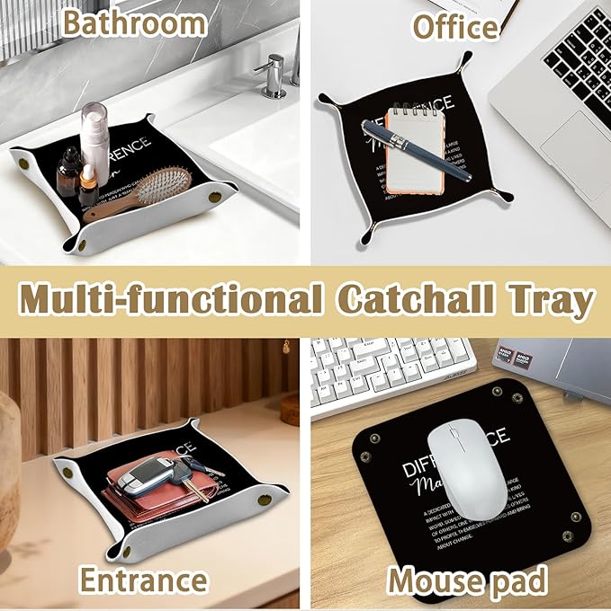 Nurse Appreciation Gifts，Teacher Appreciation Gifts for Teacher Nurse Mentor Boss Leader PU Leather Jewelry Tray, Nightstand Organizer for Rings,Watches,Keys, 7.87x7.87