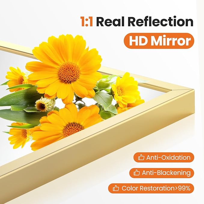 Sweetcrispy 22"x30" Arched Gold Bathroom Mirrors for Wall, Bathroom Mirrors for Over Sink, Metal Framed with HD Shatter-Proof Glass for Entryway, Living Room, Bedroom, Dressing Room, Home Decor