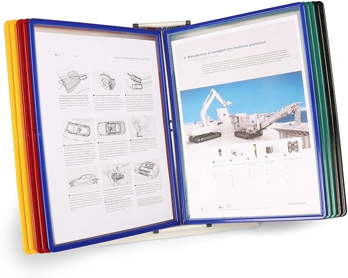 Tarifold DJOIS Desktop Reference & Display System, 10 Double-Sided Pockets, 20 Sheet Capacity, Expandable, Durable Metal Base & Polypropylene, Letter Size, Made in France, Assorted Colors