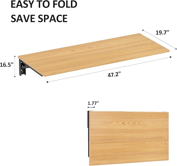Need Fold Wall Mounted Table Folding Workbench Length 47.2" Width 20" Perfect Addition to Garage & Shed/Home Office/Laundry Room/Home Bar/Kitchen & Dining Room AC15BB(12050)
