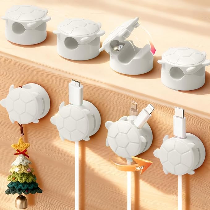 Lancord 8 Pack Rotatable Cable Clips, Cord Organizer Spring Clip Cord Holder for Nightstand Cable Holders for Cords Charging Cable Organizers Cable Management for Desk Office Car Wall
