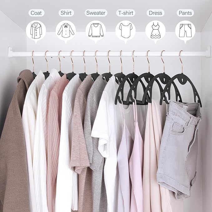 Velvet Hangers 100 Pack: Felt Clothes Hangers Heavy Duty Shirt Sweater Hangers No Shoulder Bump Non Slip Slim Thin Coat Hangers for Closet - Black Grey