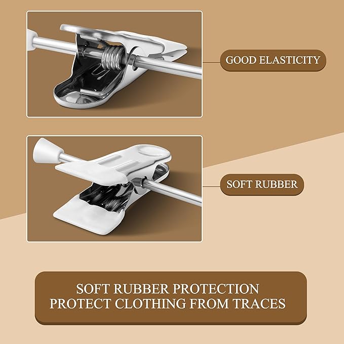 Pants Hangers with Clips 60 Pack Adjustable Skirt Hangers for Women Non-Slip Trousers Hanger for Jeans Shorts Clothes Hanger for Pants Heavy Duty Space Saving,White,12Inch