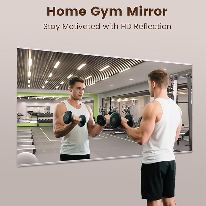 LOAAO Gym Mirror, 47.24"x27.56"-3 PCS Mirror for Gym, Flexible Combination, Tempered Glass, Gym Wall Mirror for Home Gym, Dance Studio, Yoga Room, Garage Gym, Workout Room